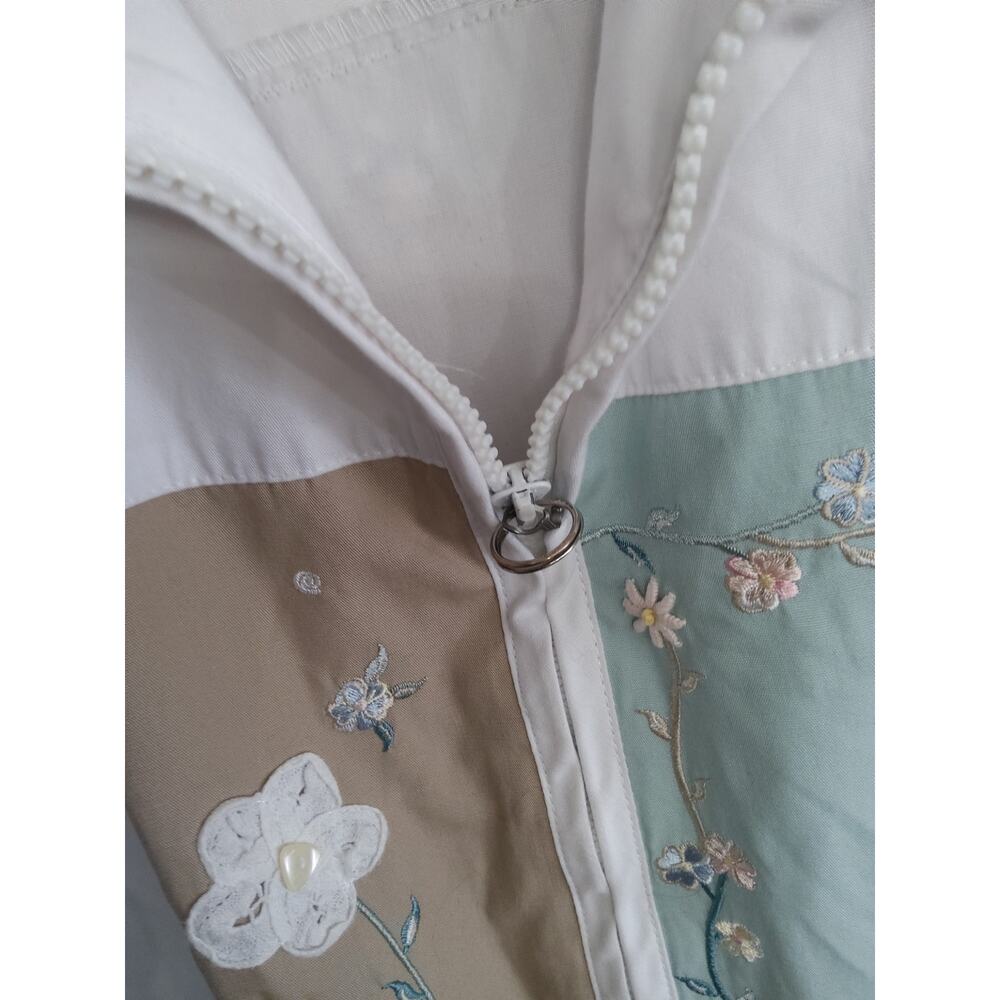 Vtg Y2K Cottagecore Patchwork Gmacore Jacket floral embroidery wht/pink Size  M - Picture 9 of 12